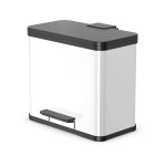 Hailo - poubelle de tri slectif 2 bacs  pdale 25l (17 + 9) ko duo plus l coloris - blanc