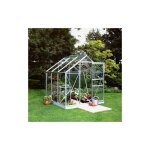 Halls - serre popular 66 en verre horticole avec base - 3. 80 m, couleur aluminium