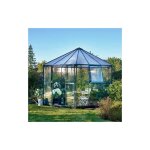 Halls - serre en verre tremp atrium avec base - 9 m, couleur vert