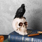 Halloween d�cor � la maison corbeau cr�ne statues sculptures r�sine artisanat d�coratif corbeau squelette, ...
