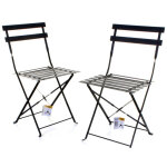 Lot de 2 chaises de jardin m�tal pliante noir chaises pliantes bistrot