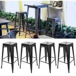 Haloyo lot de 4 tabourets de bar tabouret en m�tal haut industriel empilable 76 x 42 x 42cm noir