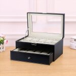 Coffret à montre boîte en cuir 28. 520. 515cm présentoir double couche pour rangement 20 montres Coffret à montre boîte en cuir 28. 520. 515cm présentoir double couche pour rangement 20 montres
