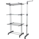 S�choir � linge extensible grande capacit�?4 �tag�res, avec ailes75 - 142. 564170cm - gris