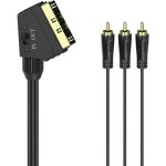 Cble de raccordement hama cinch - rca / pritel av [3x cinch - rca mle - 1x pritel mle] 1. 5 m noir ...
