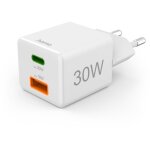 Hama - chargement . rapide, 1 usb - c pd, 1 usb - a qc, mini chargeur, 30 w, blanc