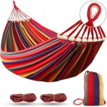 Hamac 220 x 150 cm avec barres d'écartement, hamac de camping en plein air, avec tissu en toile épais ... Hamac 220 x 150 cm avec barres d'écartement, hamac de camping en plein air, avec tissu en toile épais ...