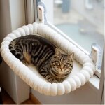 Hamac chat fenetre avec 4 ventouses, perchoir chat fenetre, lit peluche pliable et r�versible, cadre ...