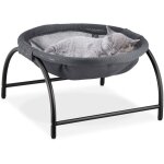 Hamac pour chat, lit surlev, hxlxp : 25 x 44 x 42 cm, couchage chaton, maille filet, gris fonc / noir ...