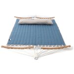 Hamac double rembourr�, hamac matelass�, avec barres incurv�es d�montable en bambou, avec oreiller, 200 ...