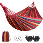 Hamac de jardin ext�rieur hamac de camping en plein air portable en toile l�ger avec sangles respectueuses ...