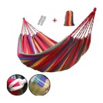 Hamac simple toile - 260 x 150 cm + 2 cordes d'amarrage + 1 sac de rangement - hamac de jardin pour enfants ...