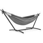 Hamac sur pied avec support double ext�rieur avec sac de transport portable pour balcons terrasses rouge ...