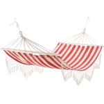 Hamac de voyage portable style hippie chic toile de hamac dim. 2l x 1l m coton polyester rouge cr�me ...