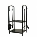 Hamea home - range b�che avec serviteur 2 �tages porte buche, �tag�re � bois