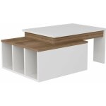 Vente - unique - table basse bicolore blanc et noyer avec �tag�res, 90x37, 4x60 cm, pour salon ou salle ...