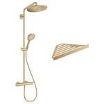 Hansgrohe - colonne de douche thermostatique croma select s 280 bronze bross� + tablette addstoris