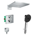Ecostat raindance pulsify set de douche encastr tout en 1 avec douche de tte 300 xxl + douchette 3 ...