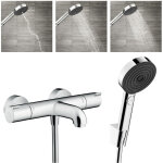 Ecostat set mitigeur thermostatique bain / douche + douchette � main 105mm 3 jets + flexible douche 160cm ...