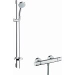 Hansgrohe - ensemble douche croma 100 + mitigeur thermostatique ecostat comfort + barre de douche 90 ...