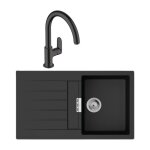 Hansgrohe - evier 1 bac 840 s52 synth�se noir + robinet de cuisine vernis blend m35 210 noir mat