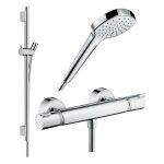 Hansgrohe - pack mitigeur douche thermostatique ecostat comfort + barre unica s puro + flexible + pommeau ...