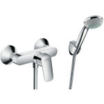 Hansgrohe set de douche mitigeur logis + douchette  main 1 jet + flexible + support mural, chrome (71600000 ...