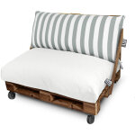 Happers - coussin pour palette toldotex blanc - gris set: sige 120x80x20 (blanc - uni) + dossier 120x45x25 ...