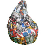 Happers - pouf poire imprim route 66 xl