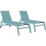 Happy garden - lot de 2 bains de soleil barbados en textilne bleu clair - aluminium bleu clair
