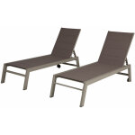 Happy garden - lot de 2 bains de soleil barbados en textil�ne taupe - aluminium taupe