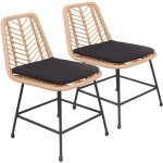 Happy garden - lot de 2 chaises en rotin synthtique avec coussins oka