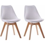 Lot de 2 chaises scandinaves nora blanches avec coussin - happy garden