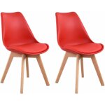 Lot de 2 chaises scandinaves nora rouge avec coussin - happy garden Lot de 2 chaises scandinaves nora rouge avec coussin - happy garden