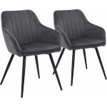 Happy garden - lot de 2 chaises en velours bertille grises