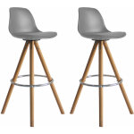 Happy garden - lot de 2 tabourets scandinaves tobias gris avec coussin