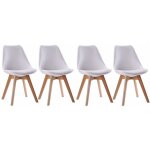 Happy garden - lot de 4 chaises scandinaves nora blanches avec coussin
