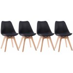 Happy garden - lot de 4 chaises scandinaves nora noires avec coussin