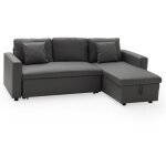 Happy garden - canapé d'angle convertible simili clark 3 places gris Happy garden - canapé d'angle convertible simili clark 3 places gris