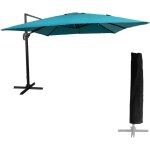 Happy garden - parasol d�port� molokai carr� 3x3m bleu + housse