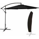 Happy garden - parasol d�port� oahu rond 3, 50m de diam�tre noir + housse