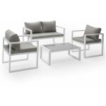 Happy garden - salon de jardin ibiza en tissu gris 4 places - aluminium blanc