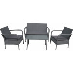 Happy garden - salon de jardin lipari en r�sine tress�e grise 4 places - coussins gris