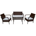 Happy garden - salon de jardin lipari en r�sine tress�e marron 4 places - coussins ivoire