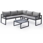 Happy garden - salon de jardin modulable ibiza en tissu gris 4 places - aluminium anthracite