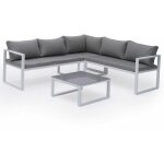 Happy garden - salon de jardin modulable ibiza en tissu gris 4 places - aluminium blanc