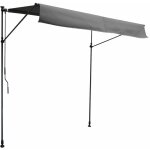 Happy garden - store banne pour balcon chene 2 � 1, 2m - toile anthracite et structure grise