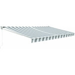 Happy garden - store banne saule 3, 95 � 3m - toile ray�e blanche / grise et structure blanche