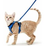 Harnais pour chat petit chien laisse r�glable bleu xs collier de harnais pour chat r�fl�chissant d�bardeur ...