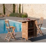 Macabane - fun - chaise pliante de bar jardin en bois teck Macabane - fun - chaise pliante de bar jardin en bois teck